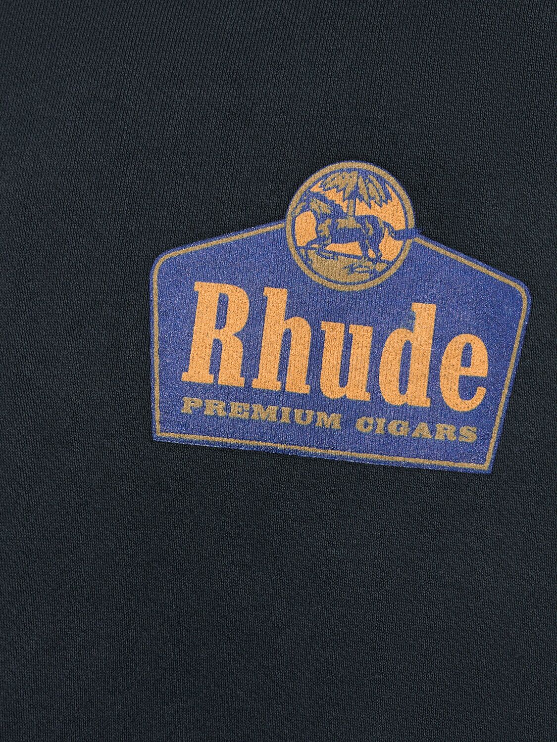 Shop Rhude Grand Cru Cotton Hoodie In Vintage Black