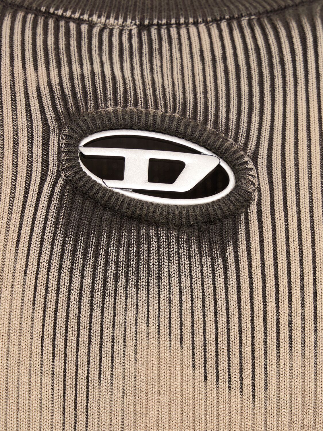 Shop Diesel Oval-d Slim Cotton Blend Knit Sweater In Beige,black
