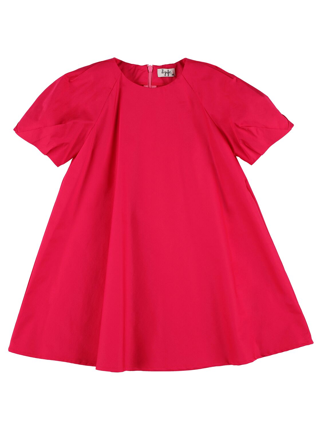 Il Gufo Kids' Cotton Poplin Short Sleeve Dress In Red