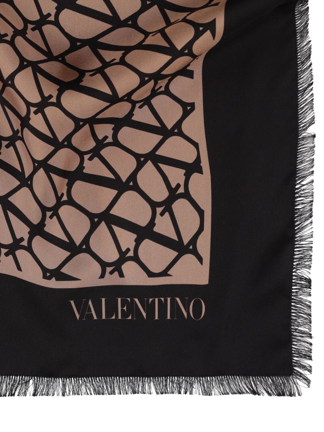 Shop Valentino Toile Iconographe Silk Shawl In Beige,black
