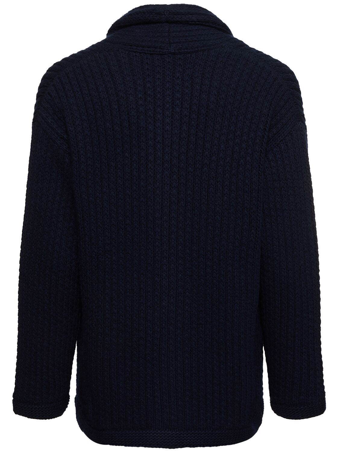 Shop Alanui Cashmere & Cotton Knit Cardigan In Navy