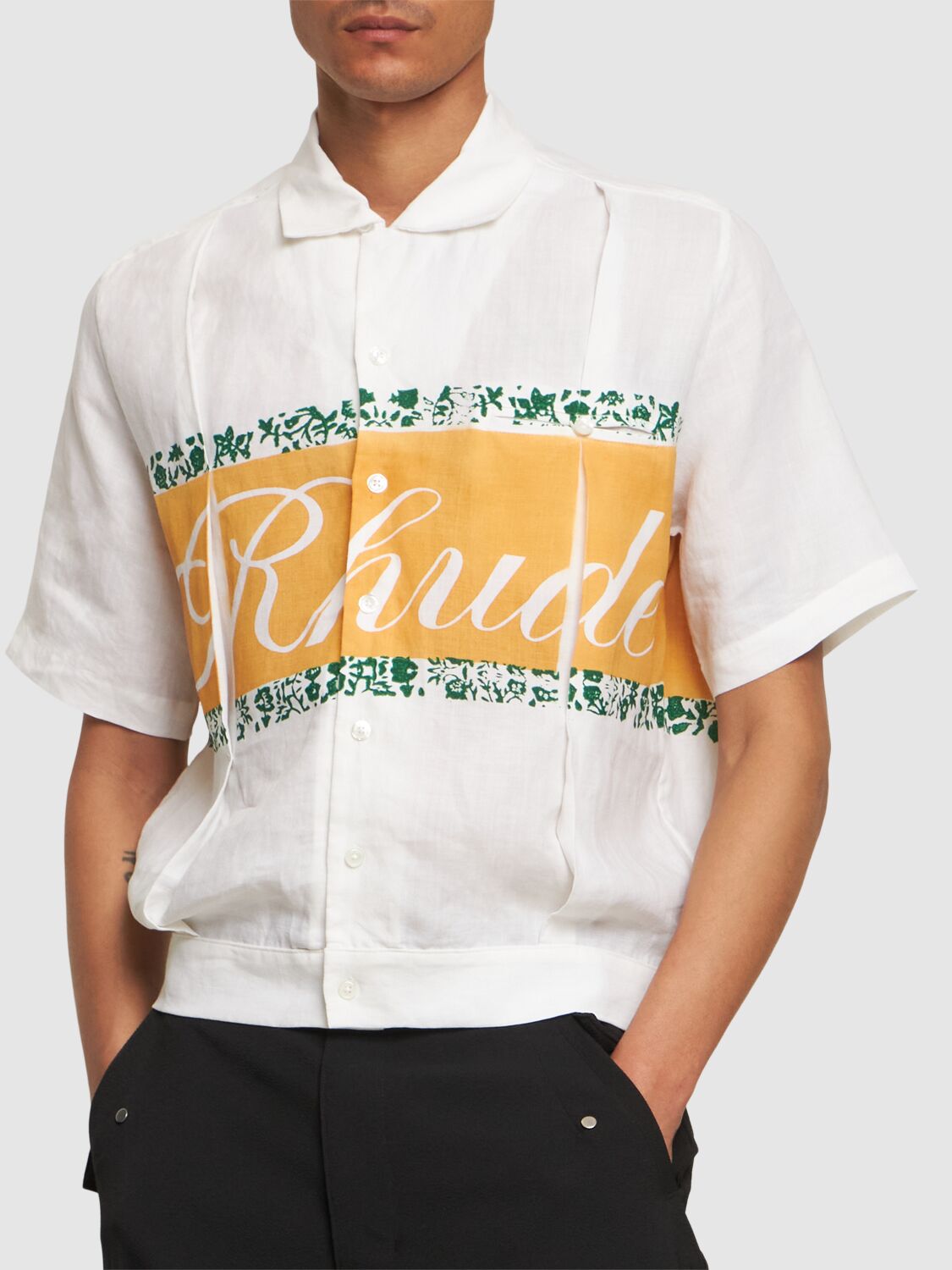 Shop Rhude Linen Cuban Shirt In Ivory