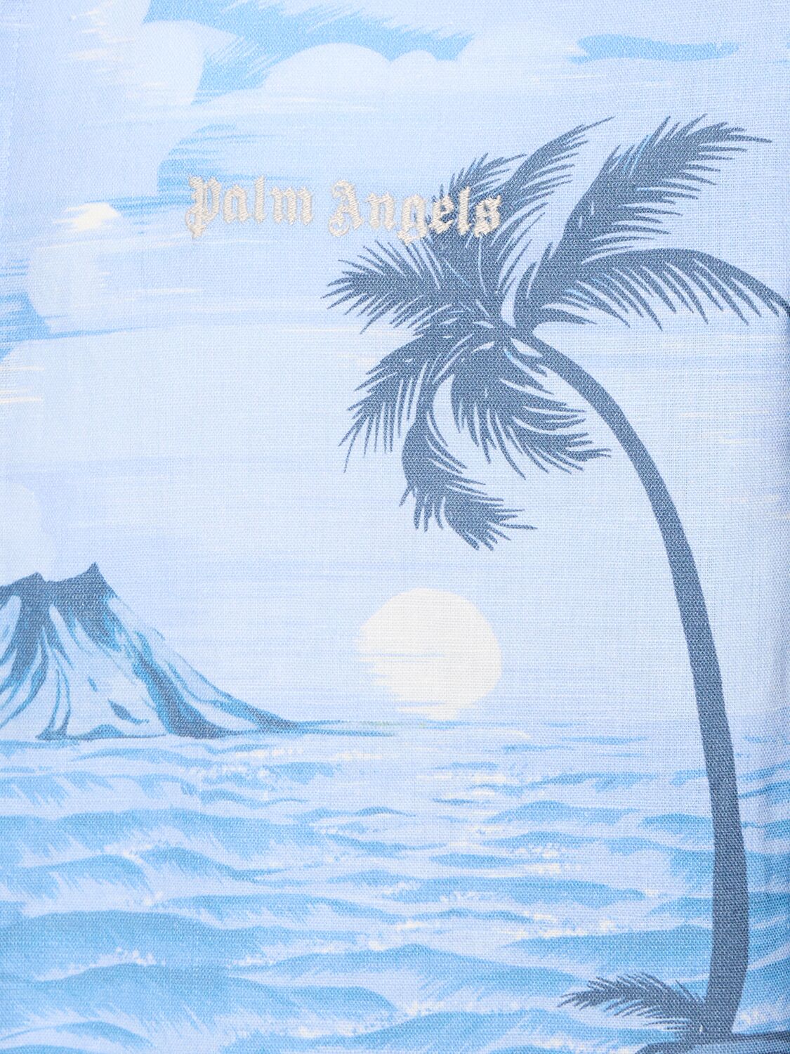 Shop Palm Angels Sunset Linen Blend Track Shirt In Indigo Blue