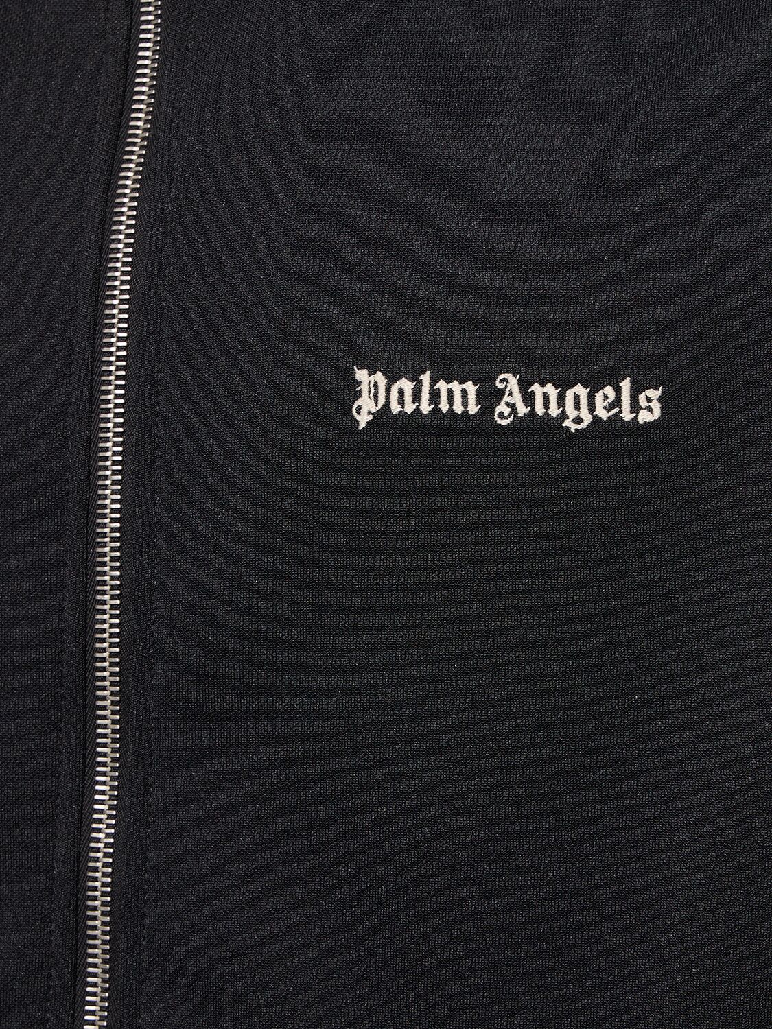 Shop Palm Angels Classic Logo Tech Zip Track Jacket In 블랙