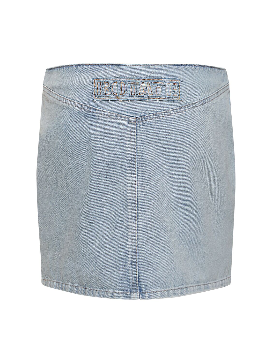 Shop Rotate Birger Christensen Denim Lace-up Mini Skirt In Light Blue Denim