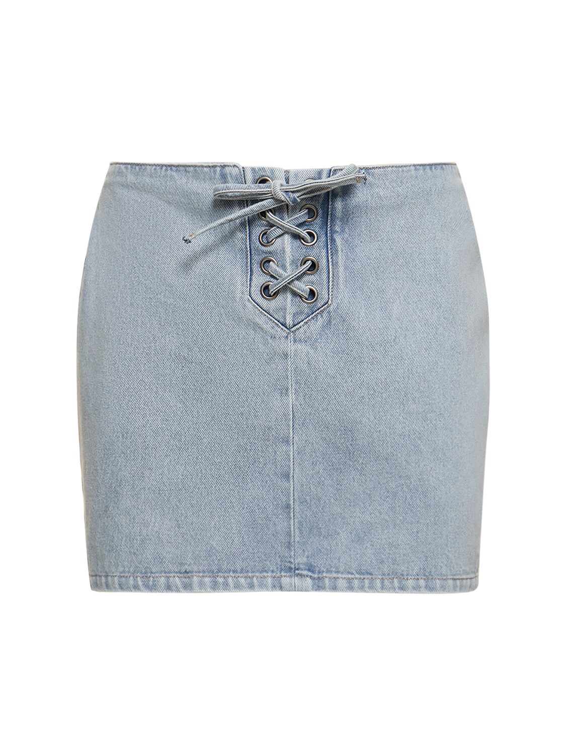 Image of Denim Lace-up Mini Skirt