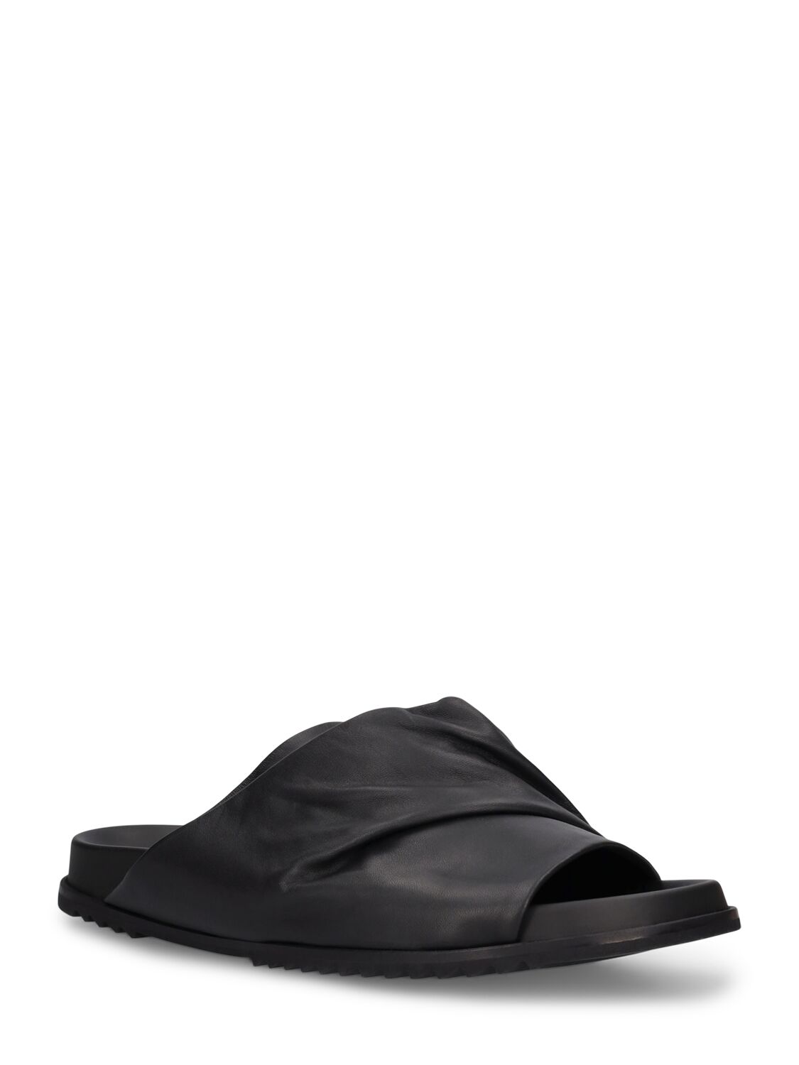 Shop Rick Owens Mobious Granola Leather Sandals In Black