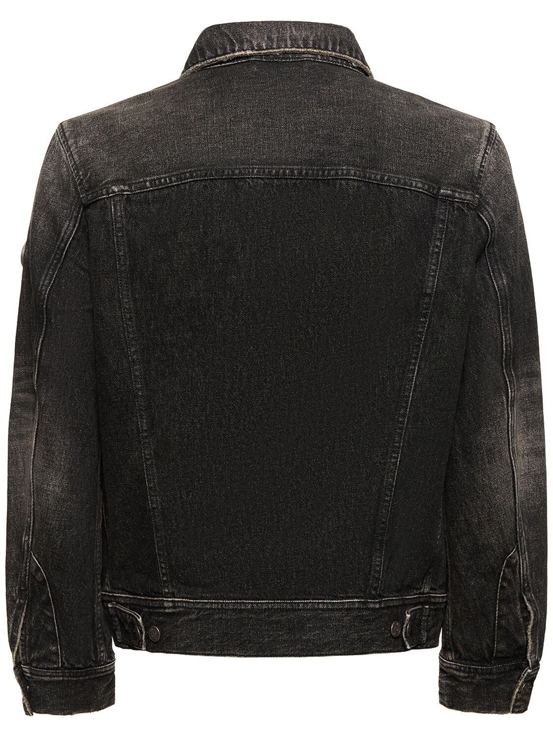 Shop Diesel Oval-d Cotton & Hemp Denim Jacket In Black