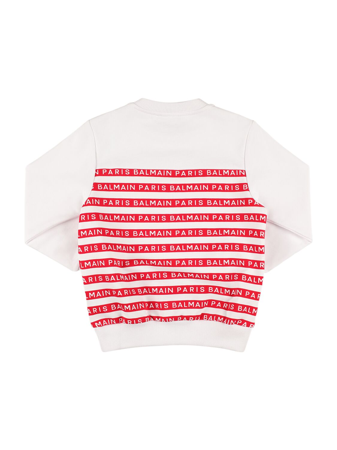 Shop Balmain Organic Cotton Sweatshirt In White,red