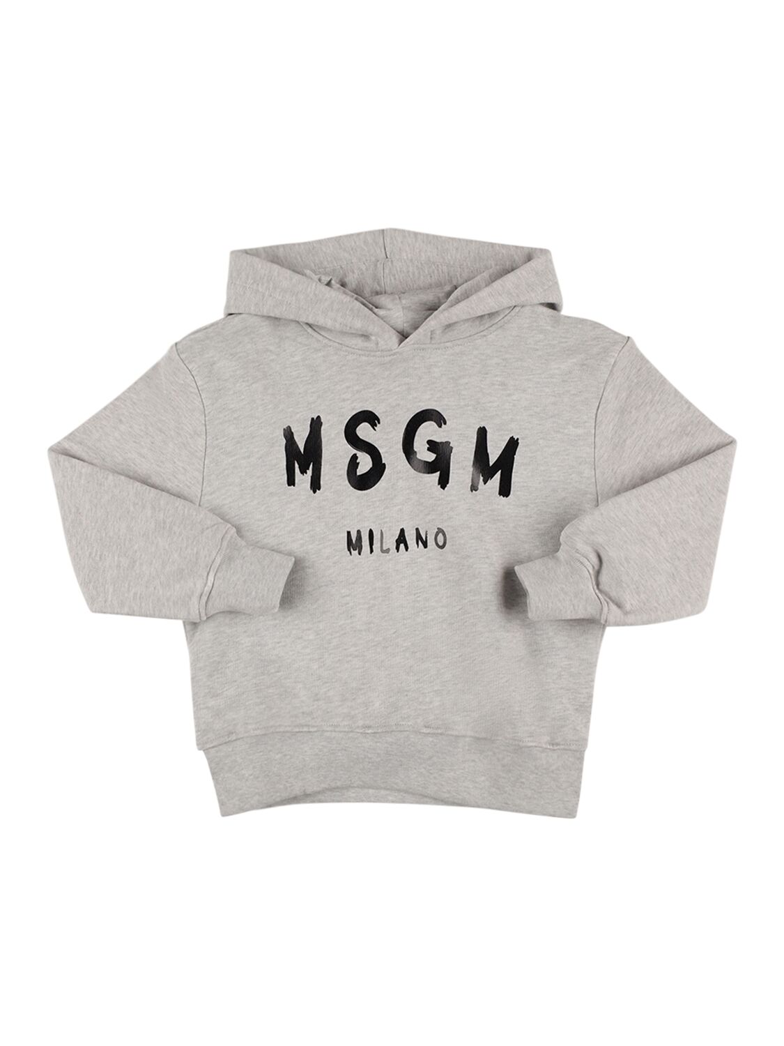Msgm Kids' Printed Logo Hooded Sweatshirt In Grey
