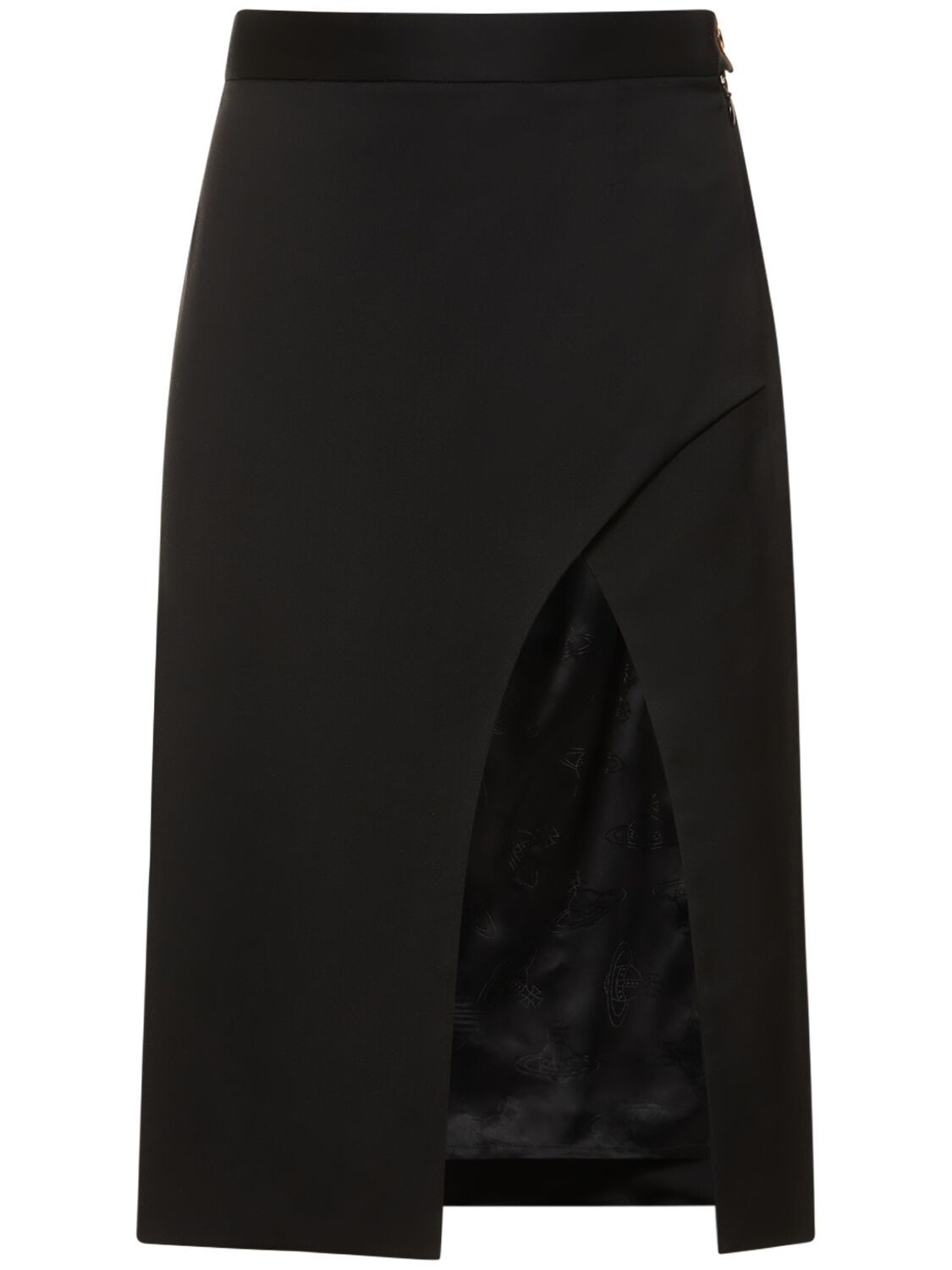 Shop Vivienne Westwood Rita Wool Serge Maxi Slit Midi Skirt In Black