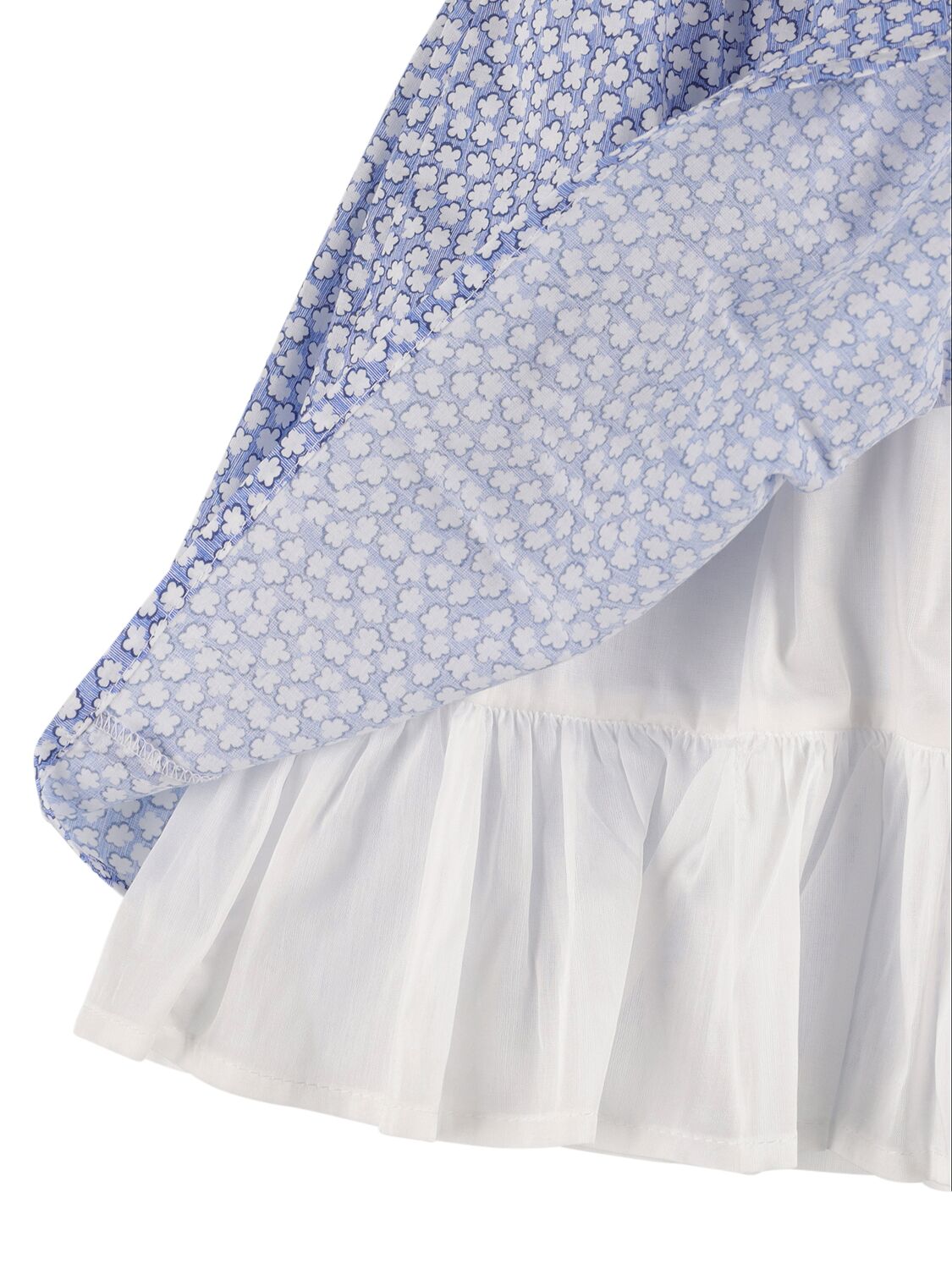 Shop Il Gufo Cotton Poplin & Voile Dress In Blue,white