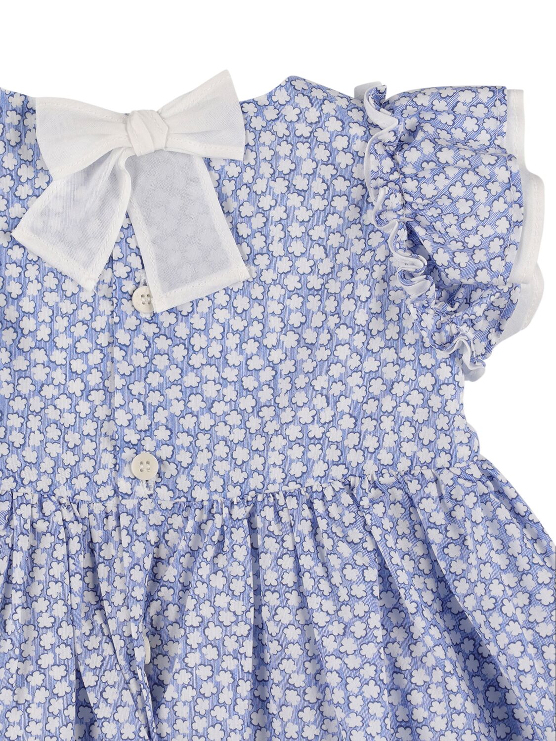 Shop Il Gufo Cotton Poplin & Voile Dress In Blue,white