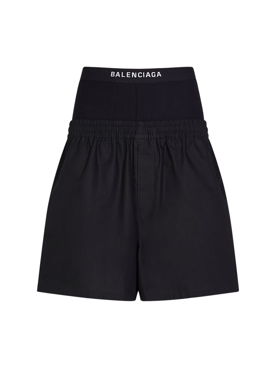 Balenciaga Hybrid Cotton Poplin Boxer Shorts In Black