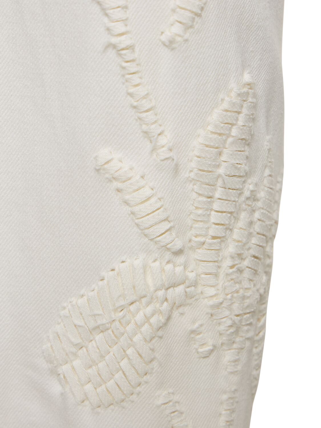 Shop Ermanno Scervino Cotton Denim Embroidered Flared Jeans In White