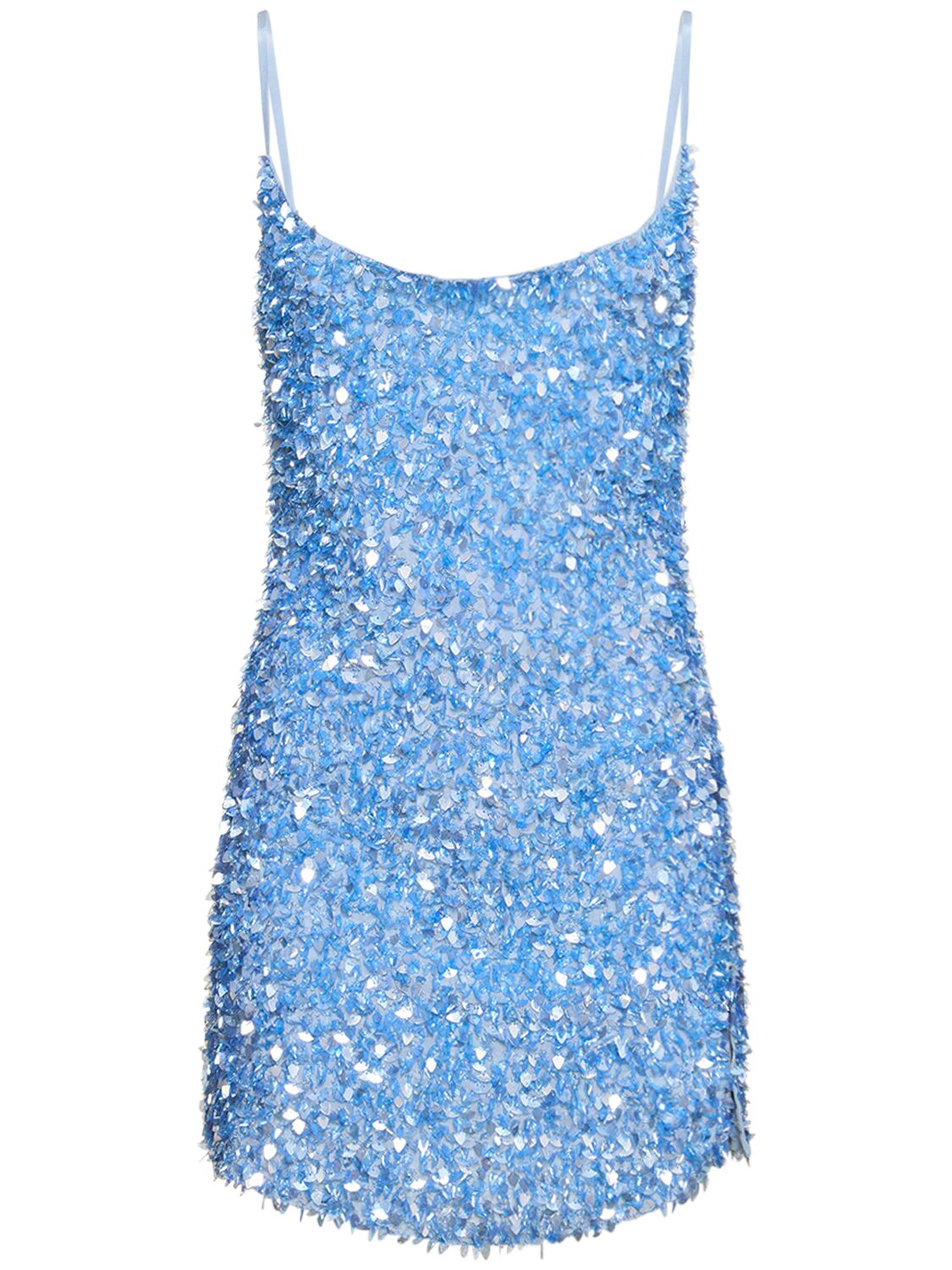 Leslie Amon Romy Embellished Crepe Mini Dress In 블루