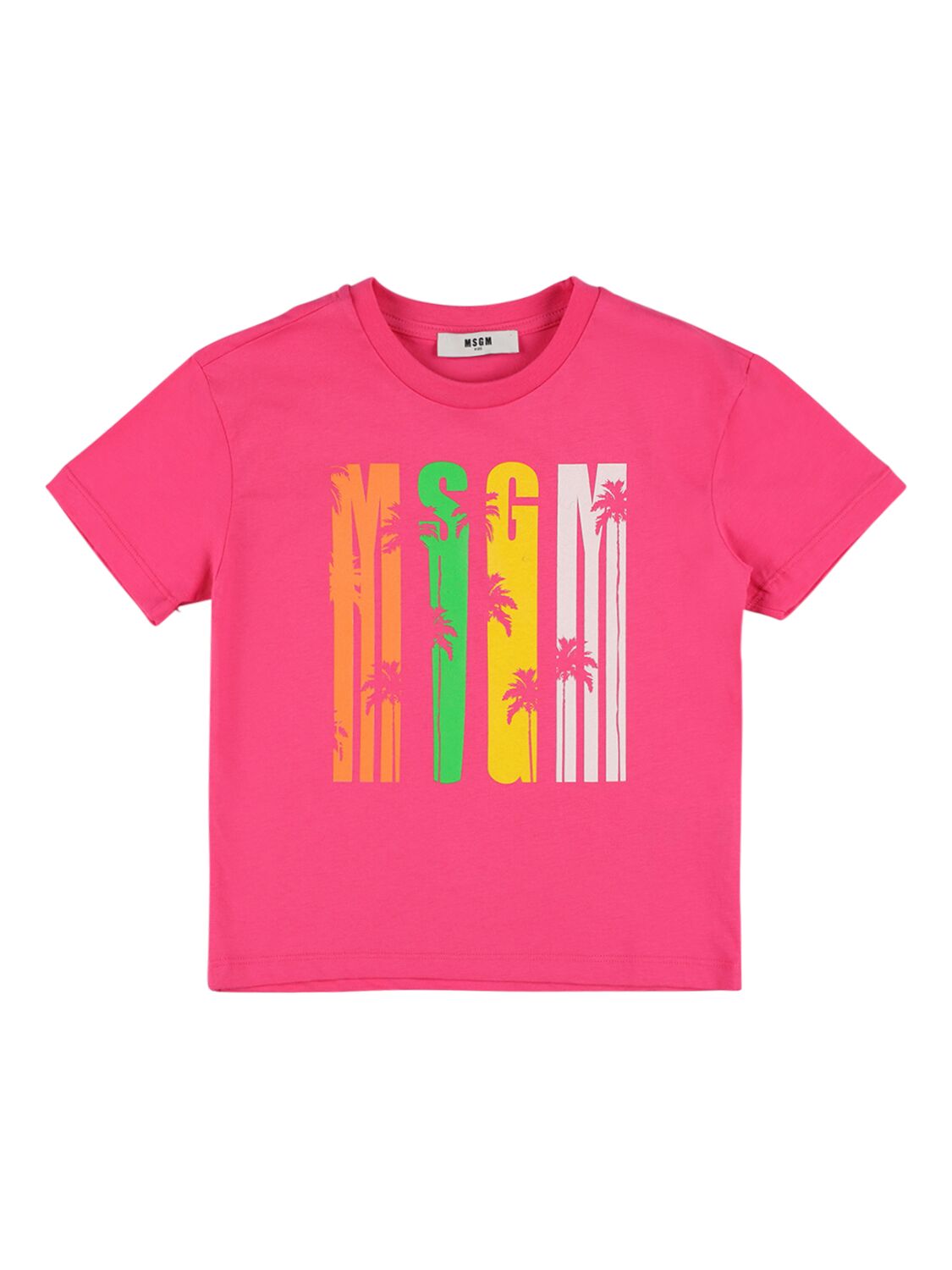 Msgm Kids' 棉质平纹针织t恤 In Fuchsia