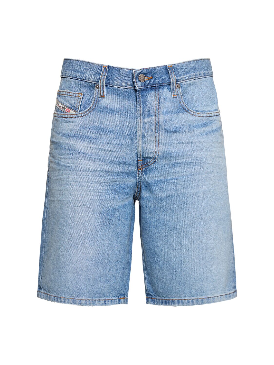 Diesel Regular Viscose Denim Shorts In Blue