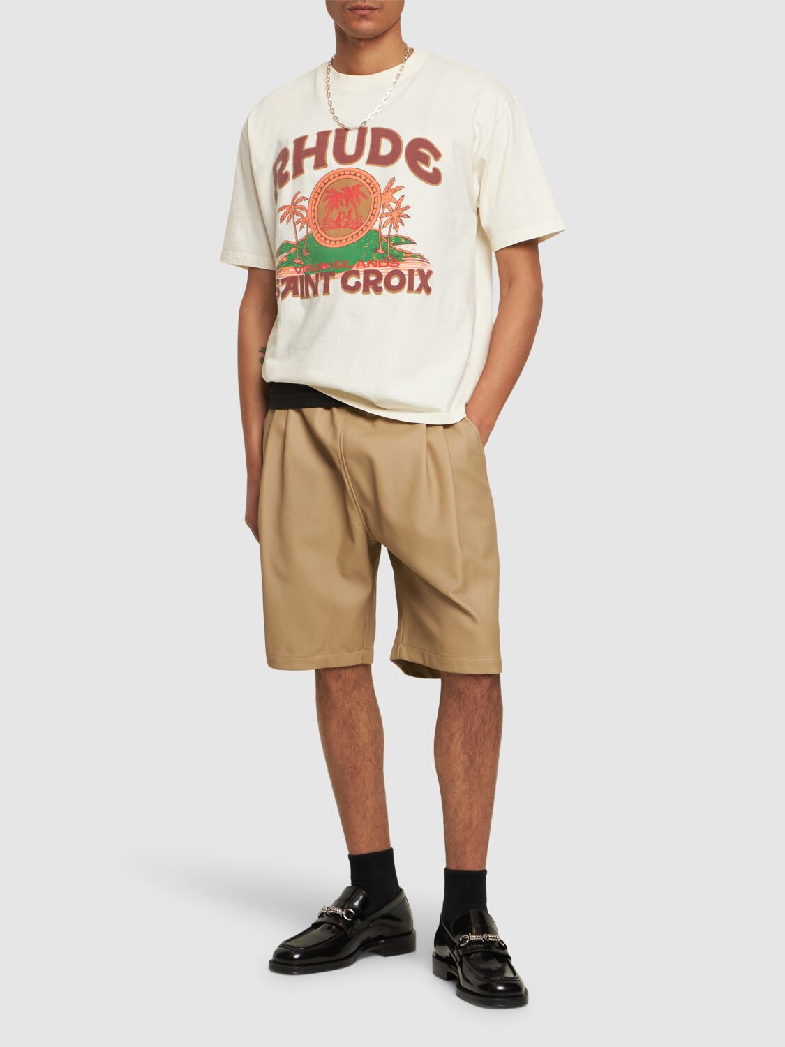 Shop Rhude Saint Croix Cotton T-shirt In Vintage White