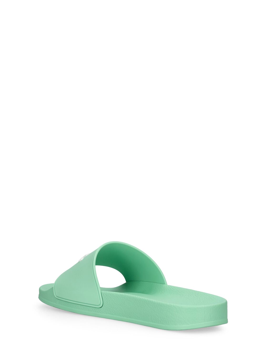 Shop Palm Angels Essential Logo Rubber Pool Slide Sandals In Light Green