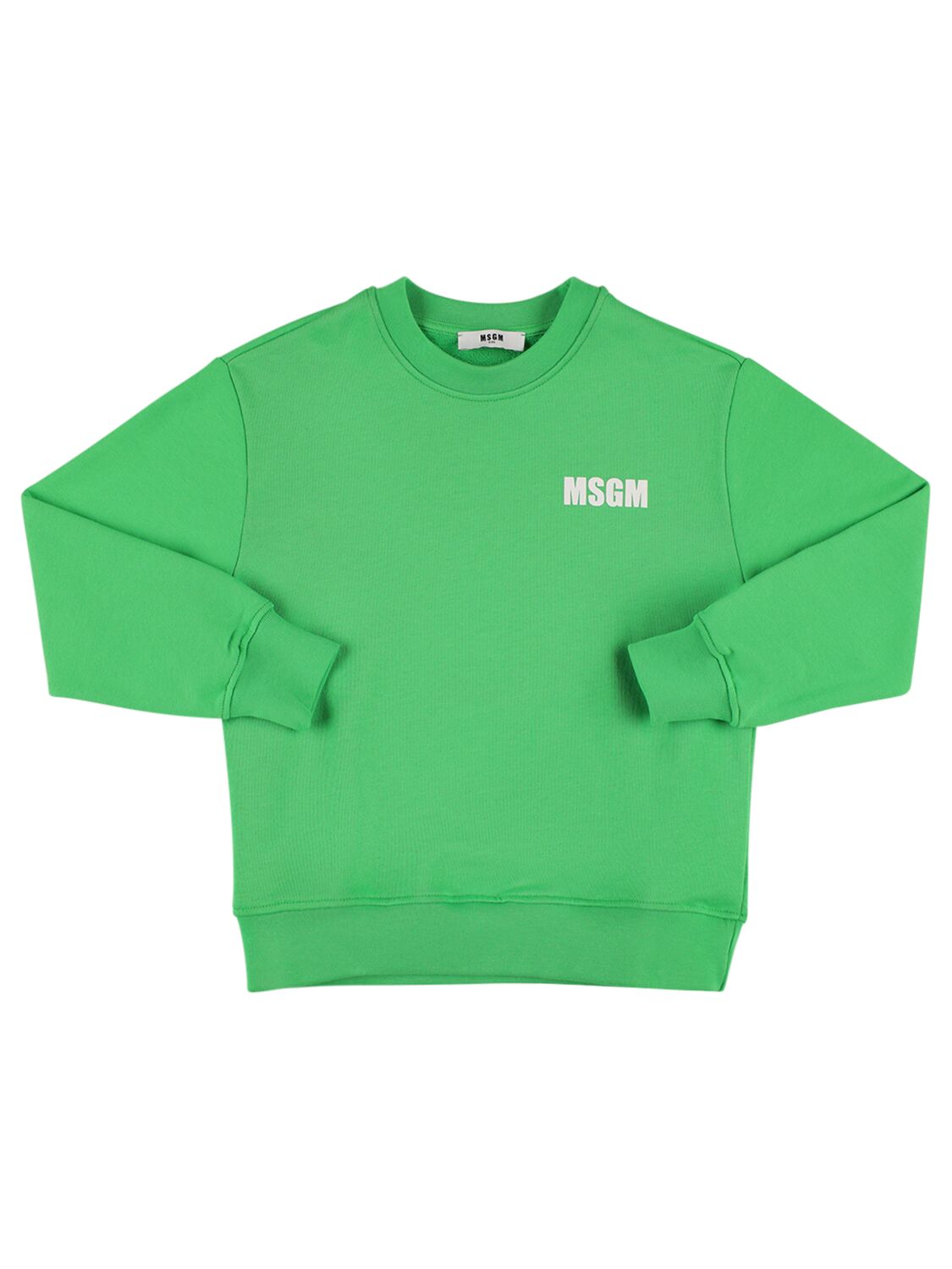 Shop Msgm Cotton Sweatshirt In Green