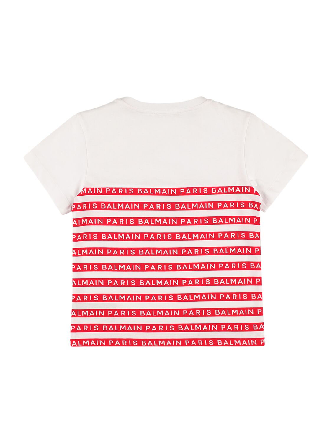 Balmain Organic Cotton Jersey T-shirt In White,red