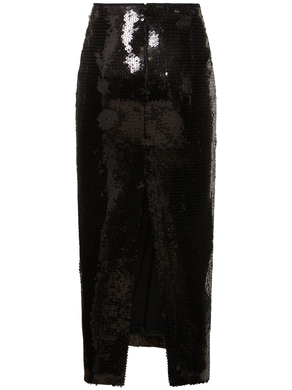 Shop David Koma Metallic Sequined Pencil Midi Skirt In Black