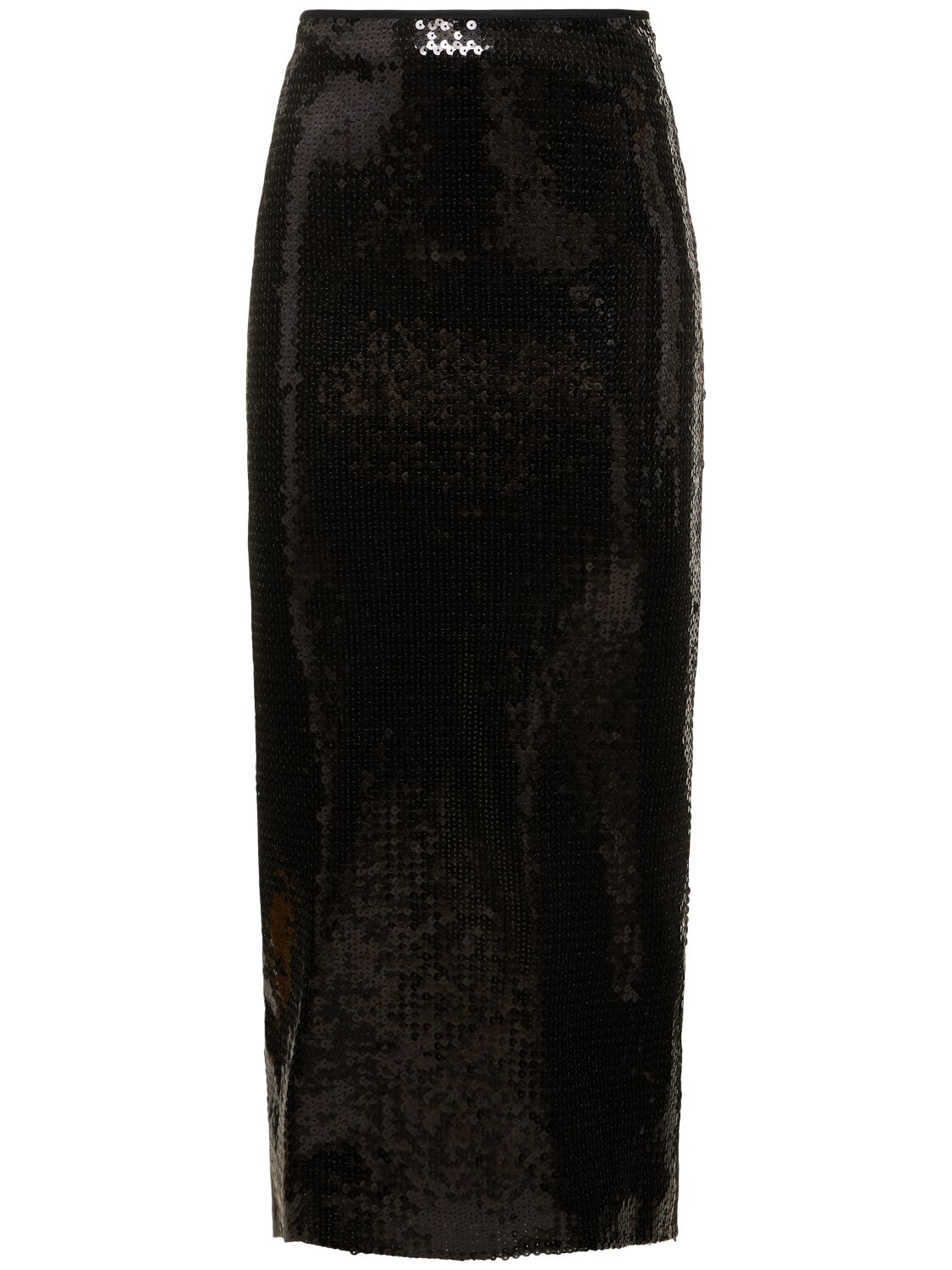 Image of Metallic Sequined Pencil Midi Skirt