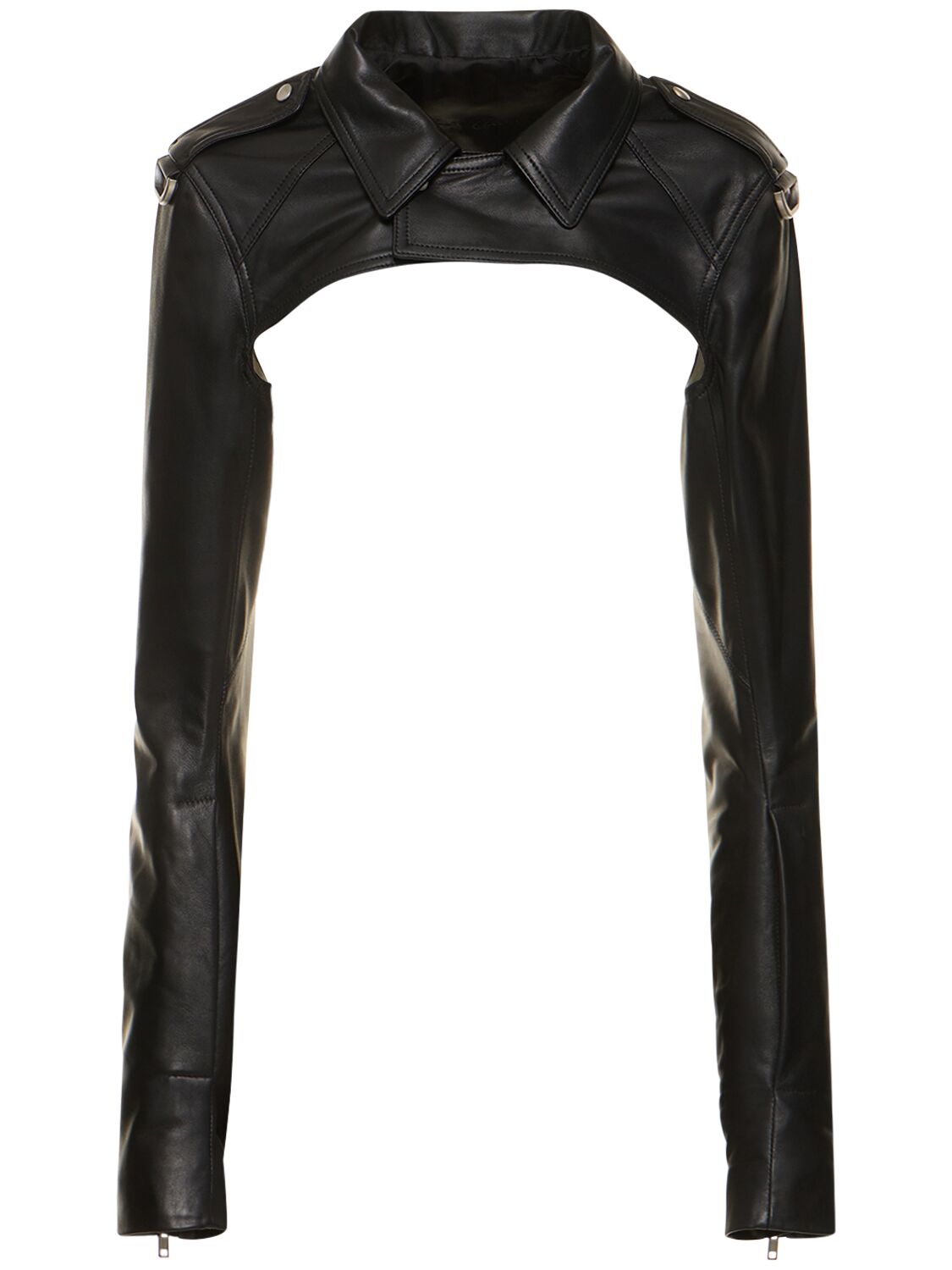 Rick Owens Cropped Leather Bolero Jacket In Black