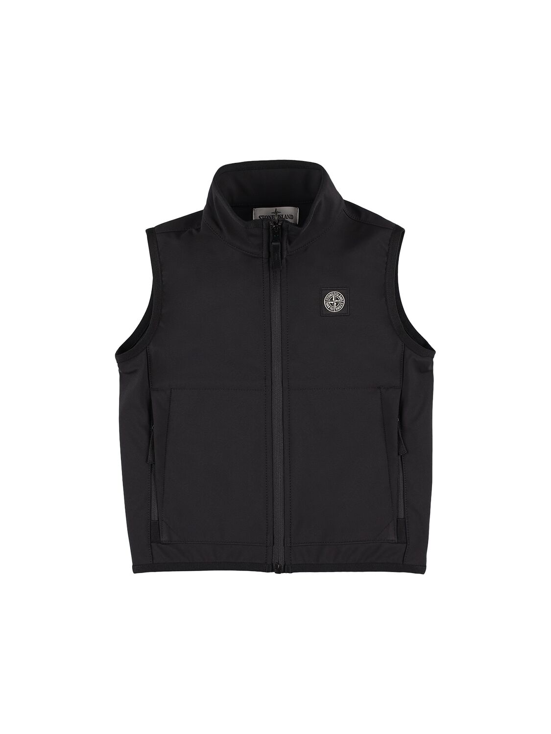 Stone Island Softshell Nylon Vest W/ Logo Patch In 黑色