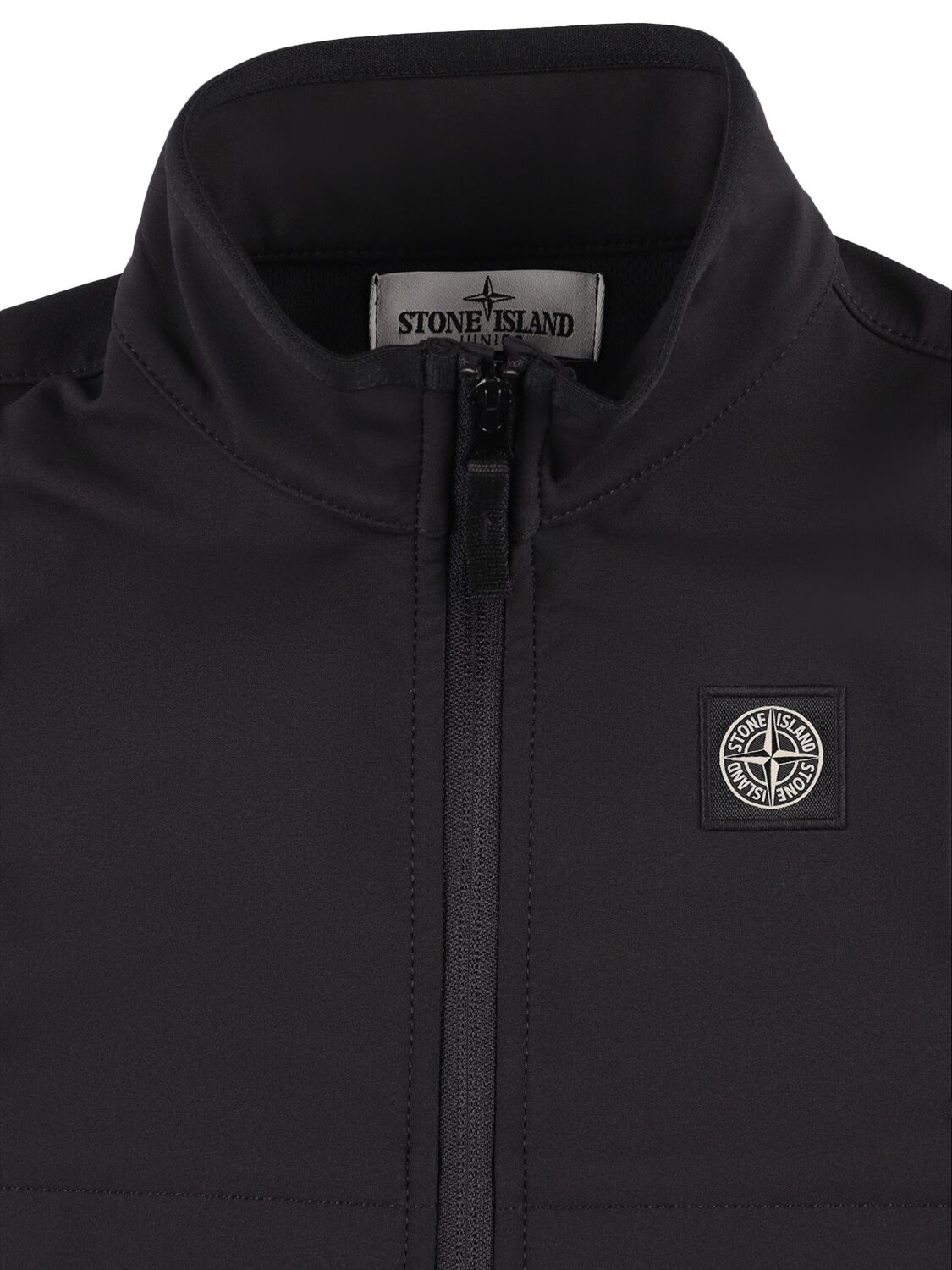 Stone Island Softshell Nylon Vest W/ Logo Patch In 黑色