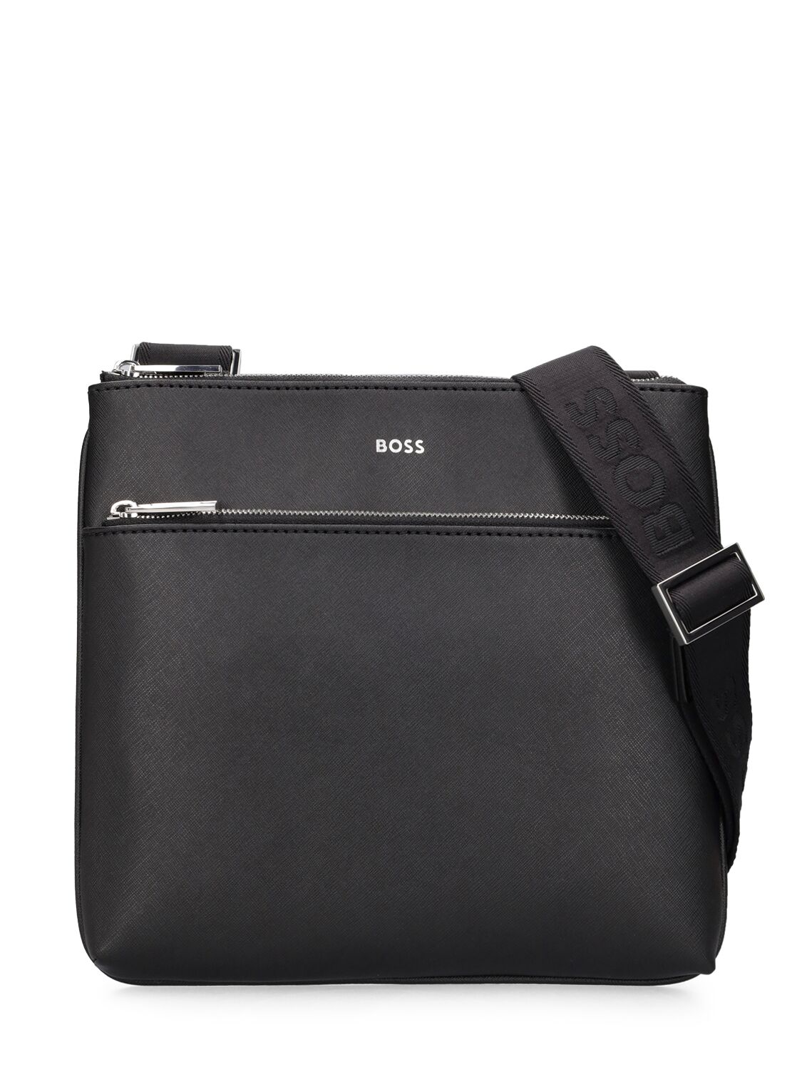 Hugo Boss Zair Leather Crossbody Bag In Black