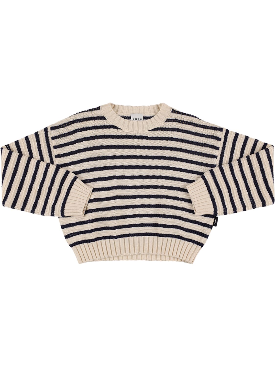 Aspesi Kids' Striped Tricot Knit Sweater In White,navy