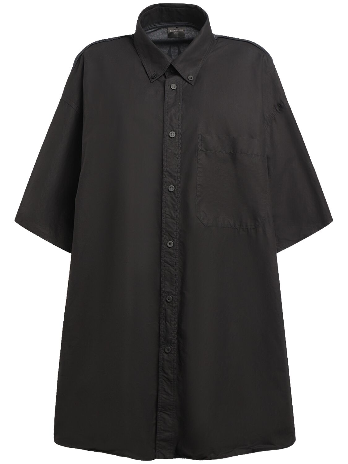 Balenciaga Hybrid棉质府绸短袖衬衫 In Black