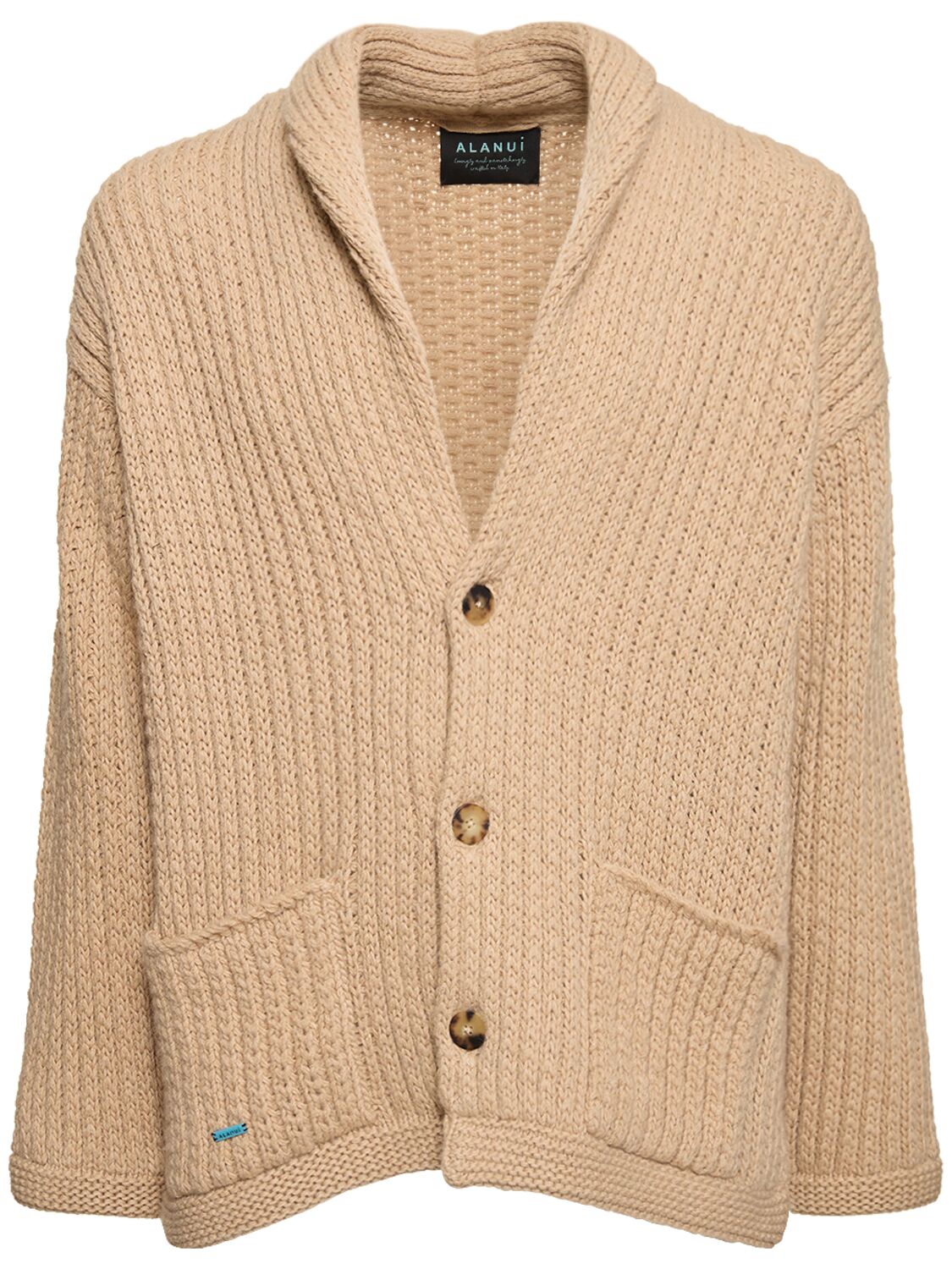 Alanui Finest Ribbed Cardigan In Beige
