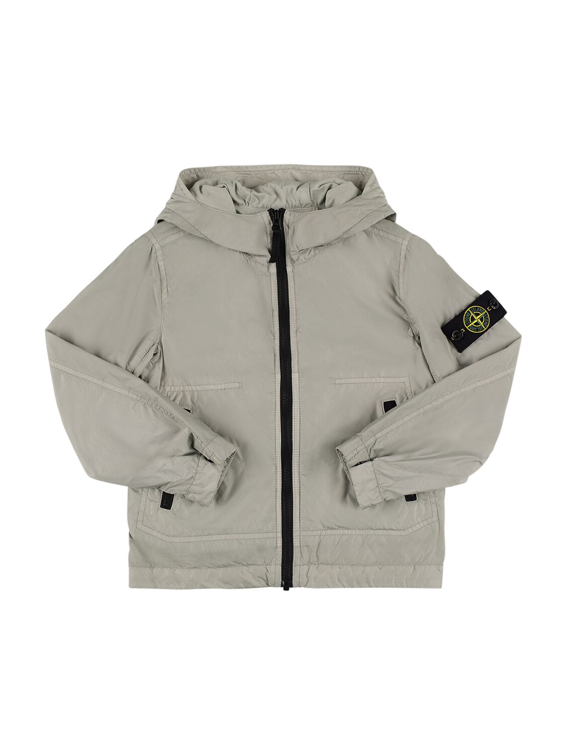 STONE ISLAND JUNIOR Crinkled Nylon Jacket W/ Logo Patch