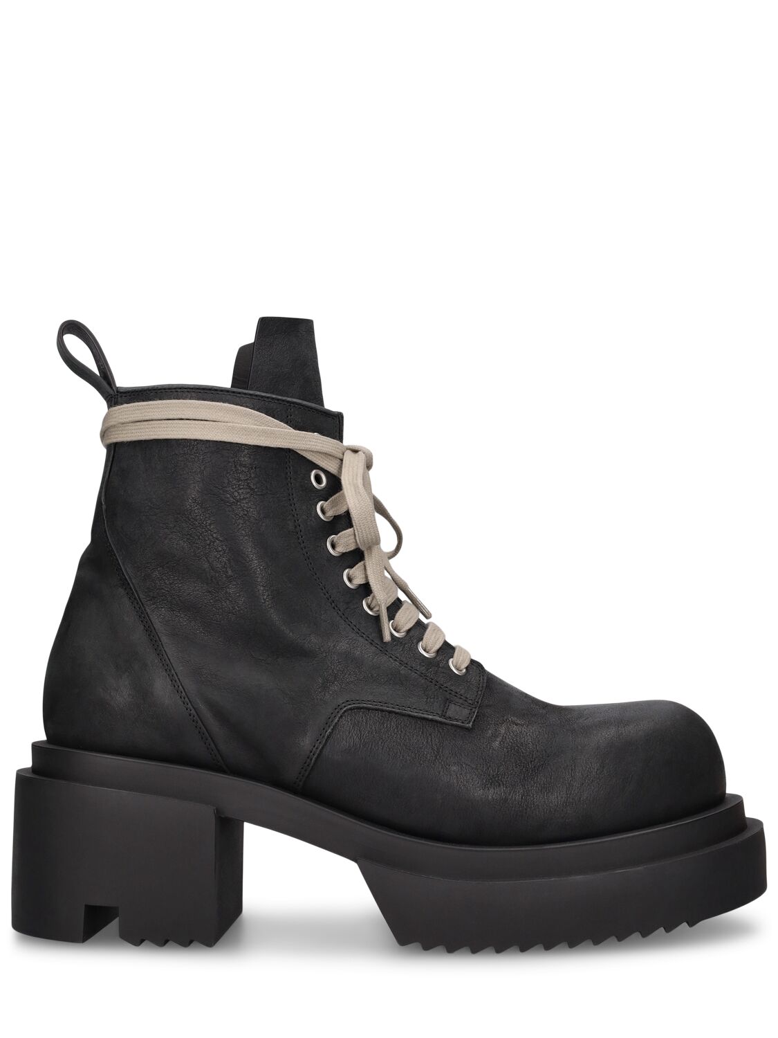 RICK OWENS LOW ARMY BOGUN LEATHER BOOTS