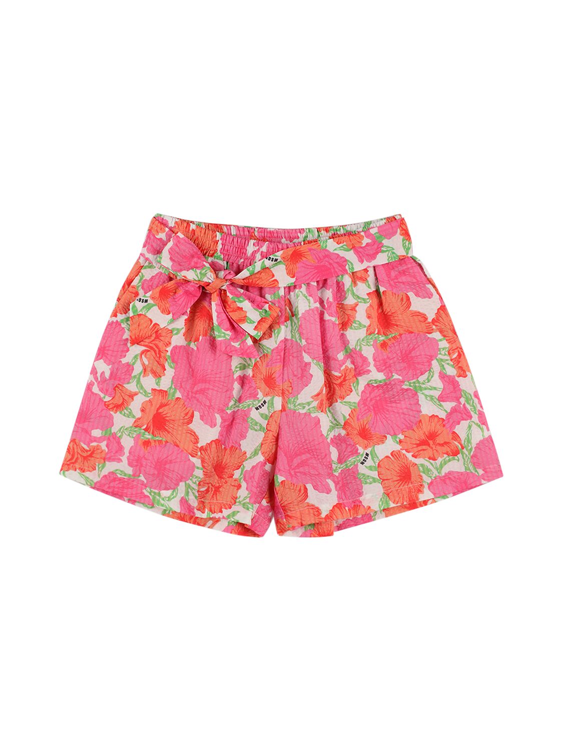 Msgm Kids' Flower Printed Shorts In Multicolor
