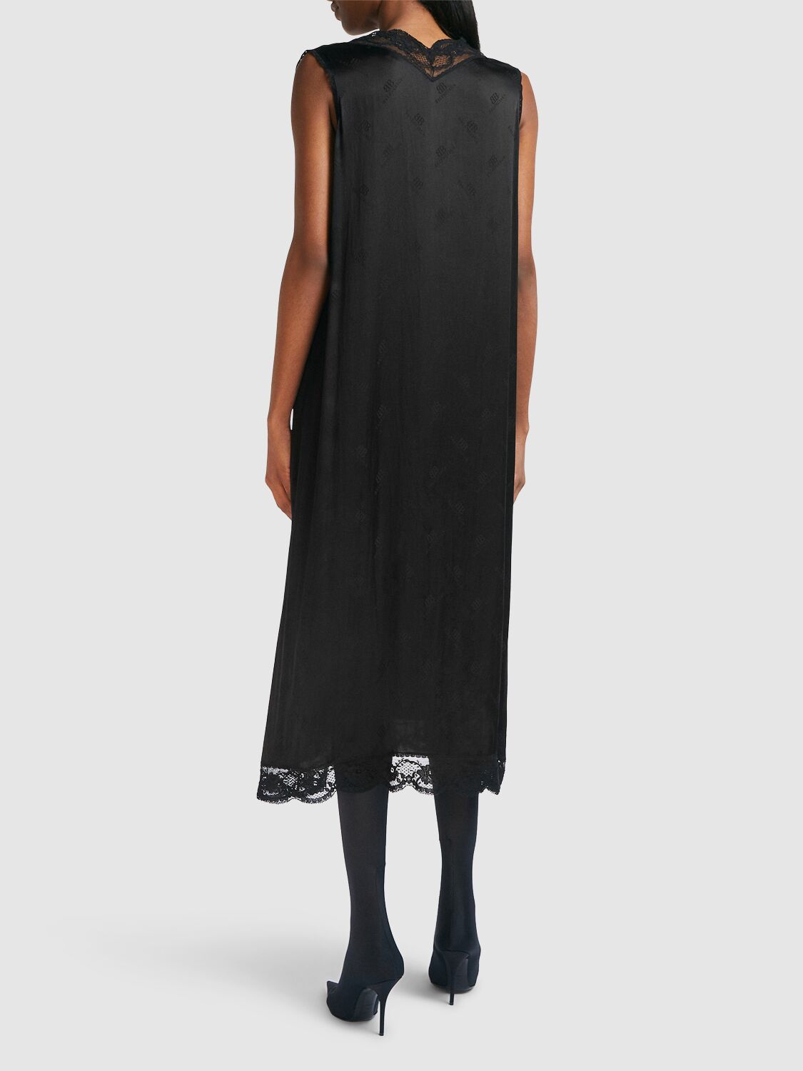 Shop Balenciaga Négligé Silk Dress In Black