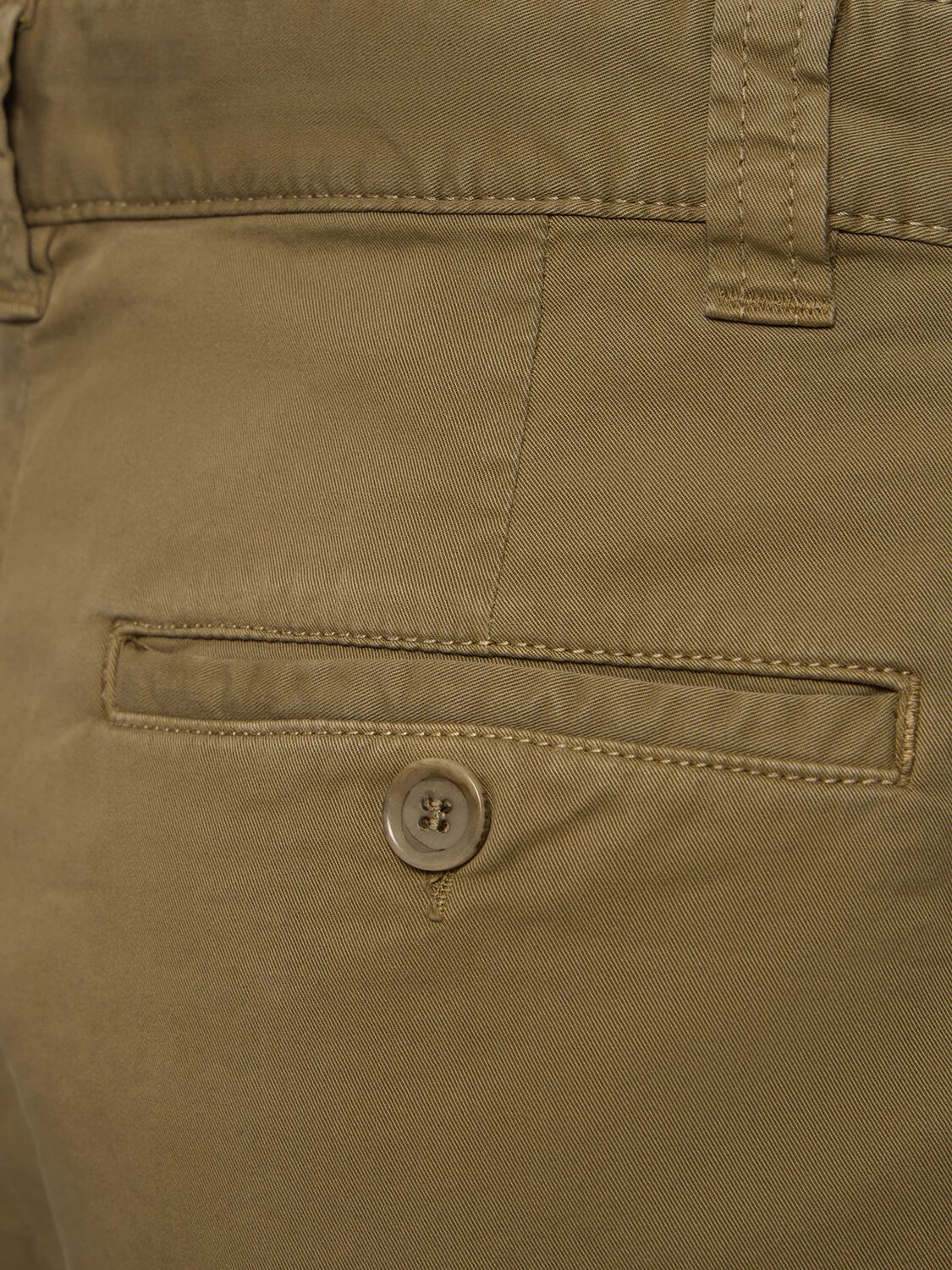 Shop Aspesi Pleated Cotton Twill Shorts In Khaki