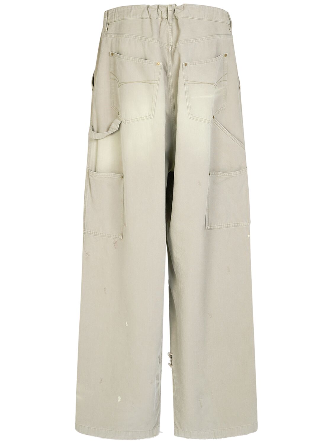 Shop Balenciaga Double Knee Cotton Pants In Sand Beige