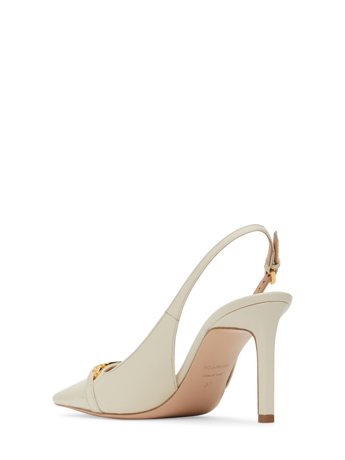 Shop Tom Ford 85mm Patent Leather Slingbacks In Ivory