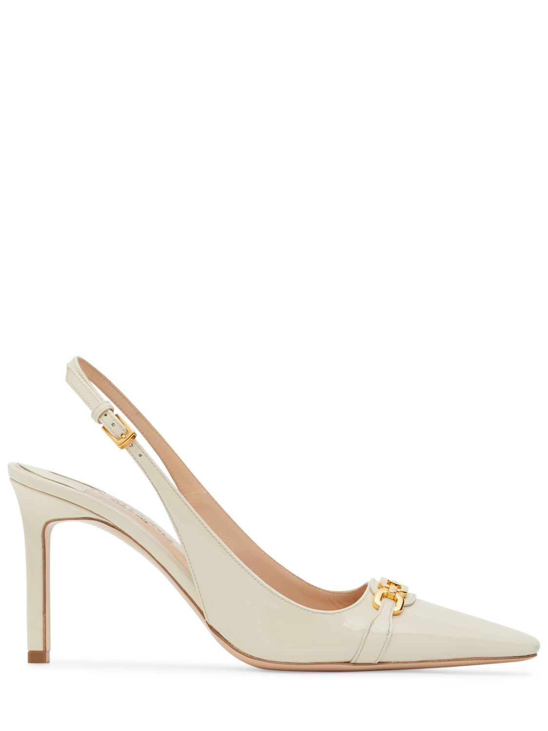 Tom Ford 85mm Patent Leather Slingbacks In Ivory