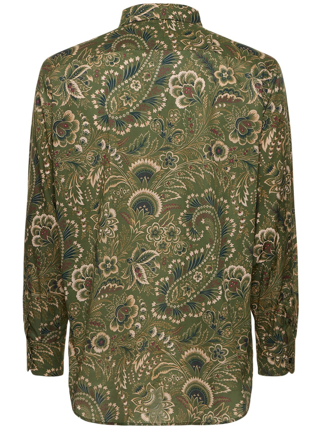 Shop Etro Printed Cotton Long Sleeve Shirt In Green