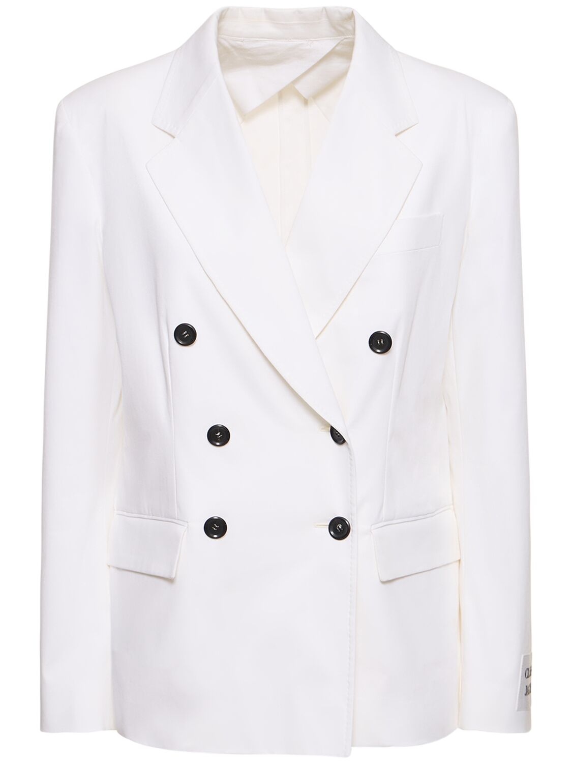 Moschino Cotton Duchesse Double Breasted Blazer In White