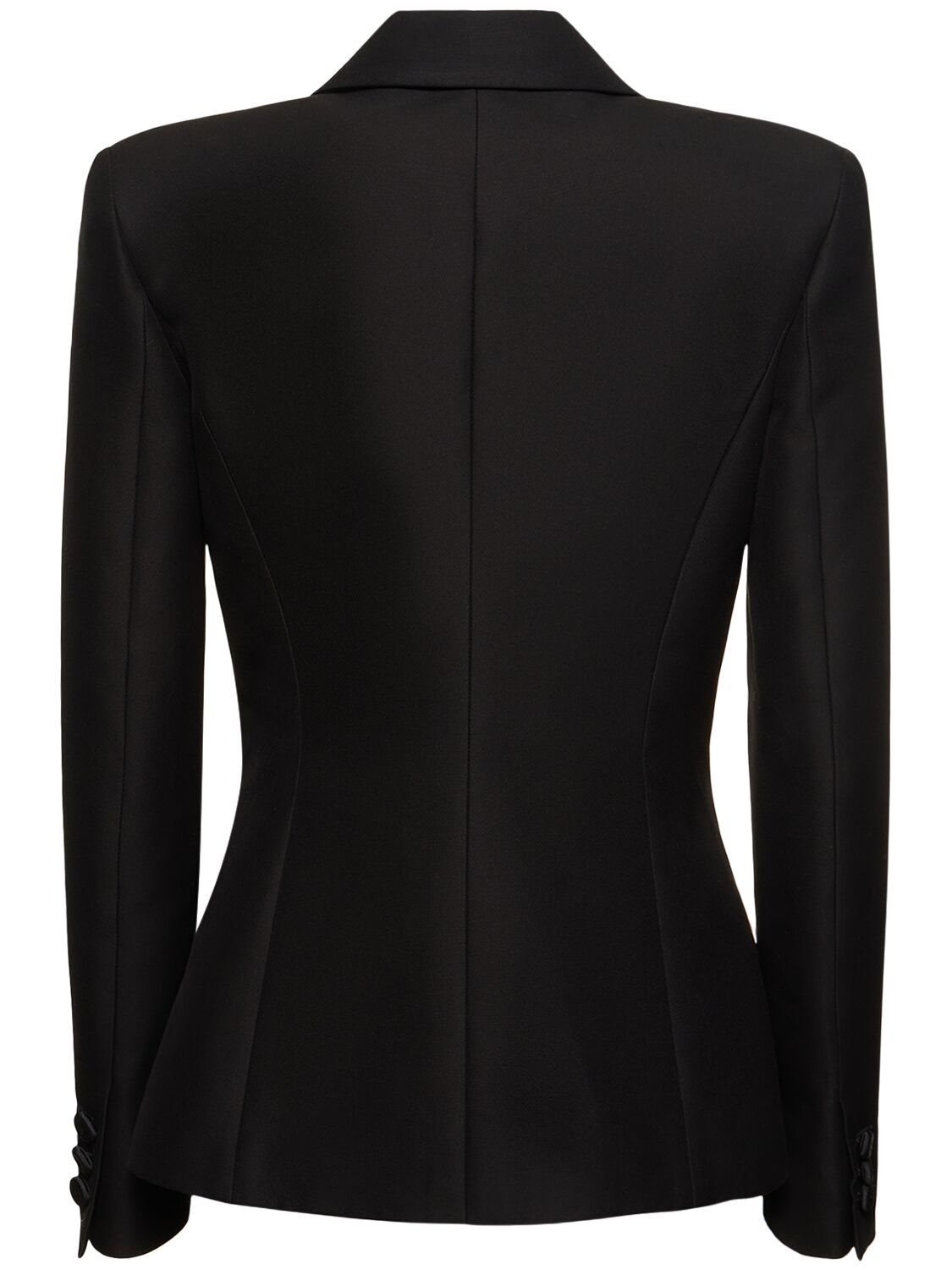Shop Moschino Cotton Duchesse Double Breasted Blazer In Black