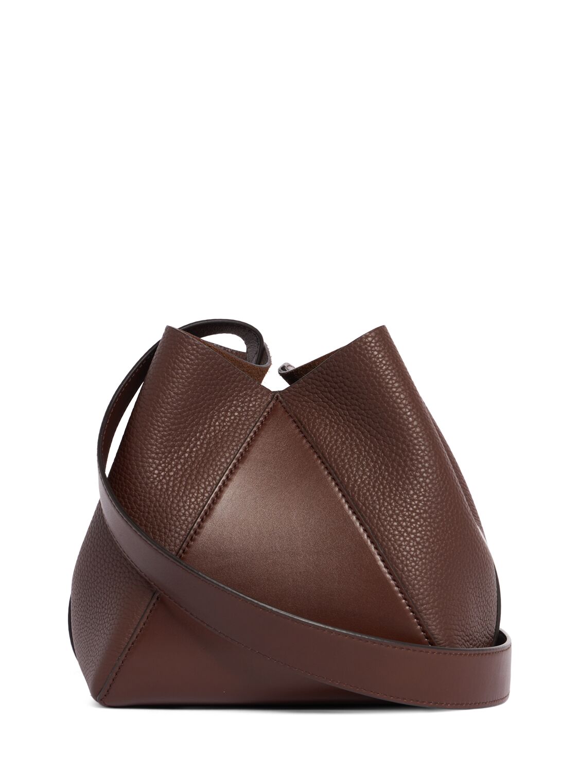 Shop Max Mara Small Mm Leather Bucket Bag In Brown