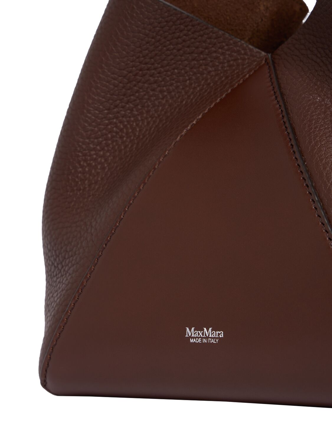 Shop Max Mara Small Mm Leather Bucket Bag In Brown