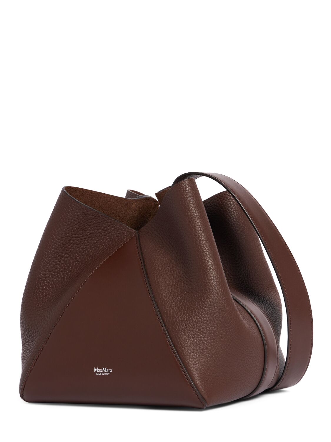 Shop Max Mara Small Mm Leather Bucket Bag In Brown