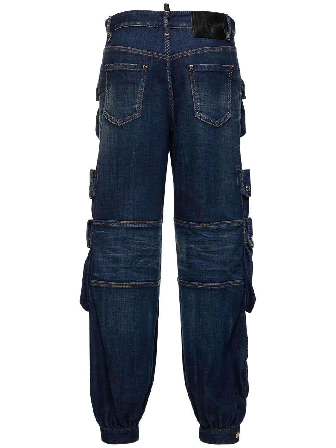 Shop Dsquared2 Low-rise Wide Denim Cargo Jeans In Navy